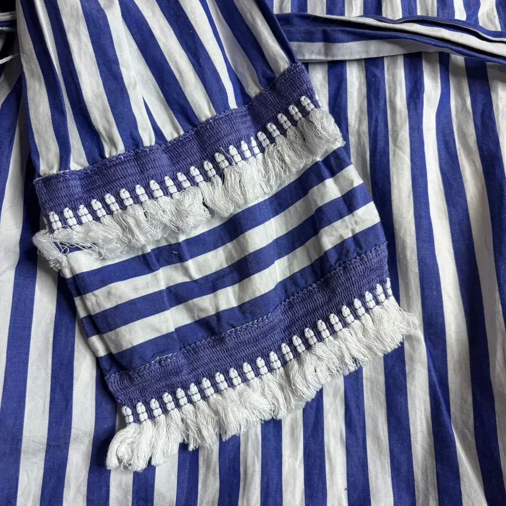 J.Crew Blue White Stripe Tie Waist Shirt Dress‎ Size 0 Coastal Summer Tunic